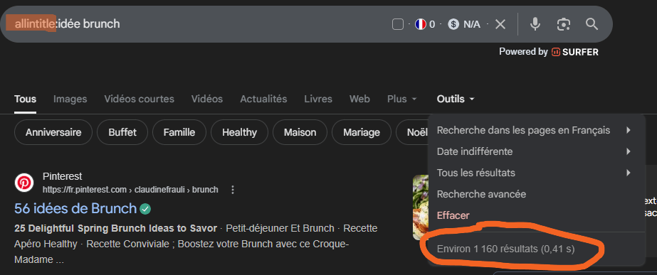 explication pour trouver la concurrence d'un mot-clé