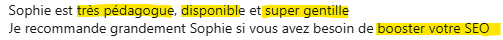 Retour cliente sur mon accompagnement SEO